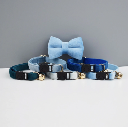 Velvet Cat Collar with Bow Tie