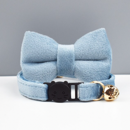 Velvet Cat Collar with Bow Tie