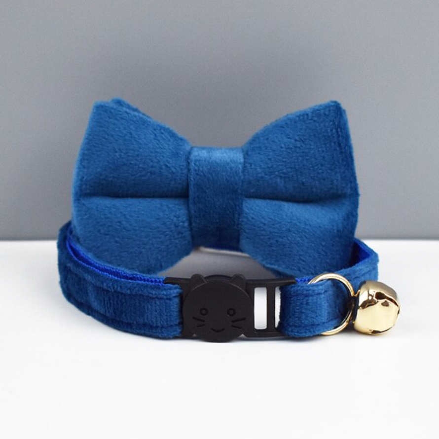 Velvet Cat Collar with Bow Tie