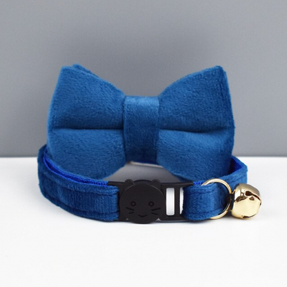 Velvet Cat Collar with Bow Tie