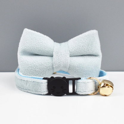 Velvet Cat Collar with Bow Tie