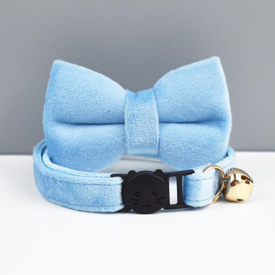 Velvet Cat Collar with Bow Tie