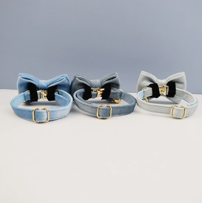 Personalised Velvet Cat Collar and Bow Tie