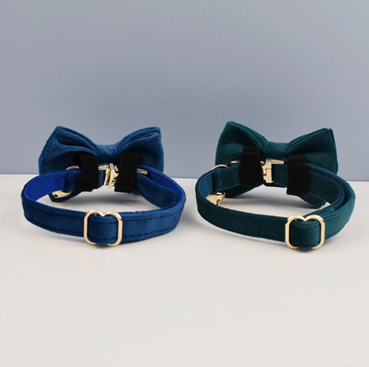 Personalised Velvet Cat Collar and Bow Tie