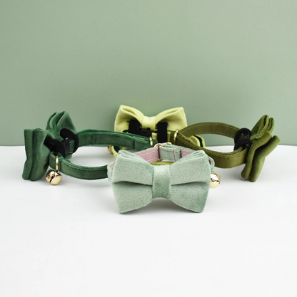 Velvet Cat Collar with Bow Tie