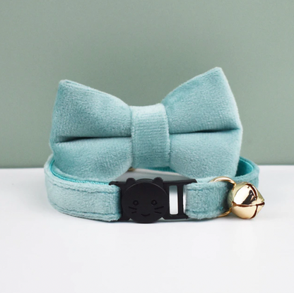 Velvet Cat Collar with Bow Tie