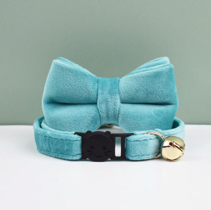 Velvet Cat Collar with Bow Tie