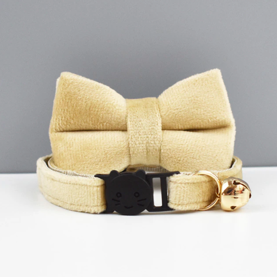 Velvet Cat Collar with Bow Tie