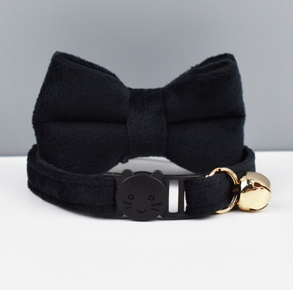 Velvet Cat Collar with Bow Tie