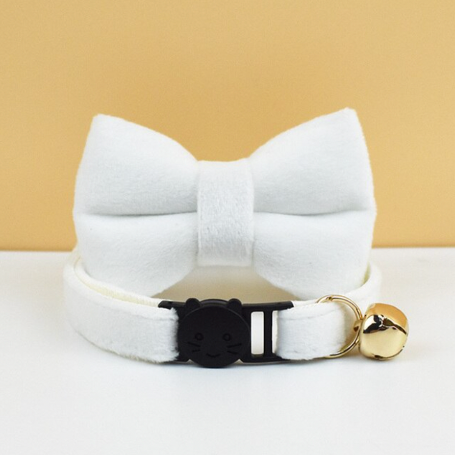 Velvet Cat Collar with Bow Tie