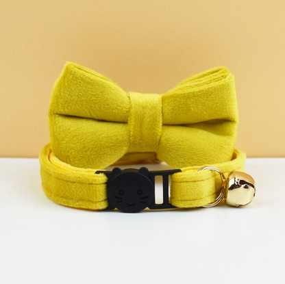 Velvet Cat Collar with Bow Tie