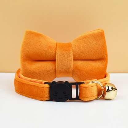 Velvet Cat Collar with Bow Tie