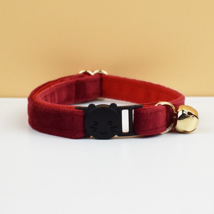 Velvet Cat Collar with Bow Tie