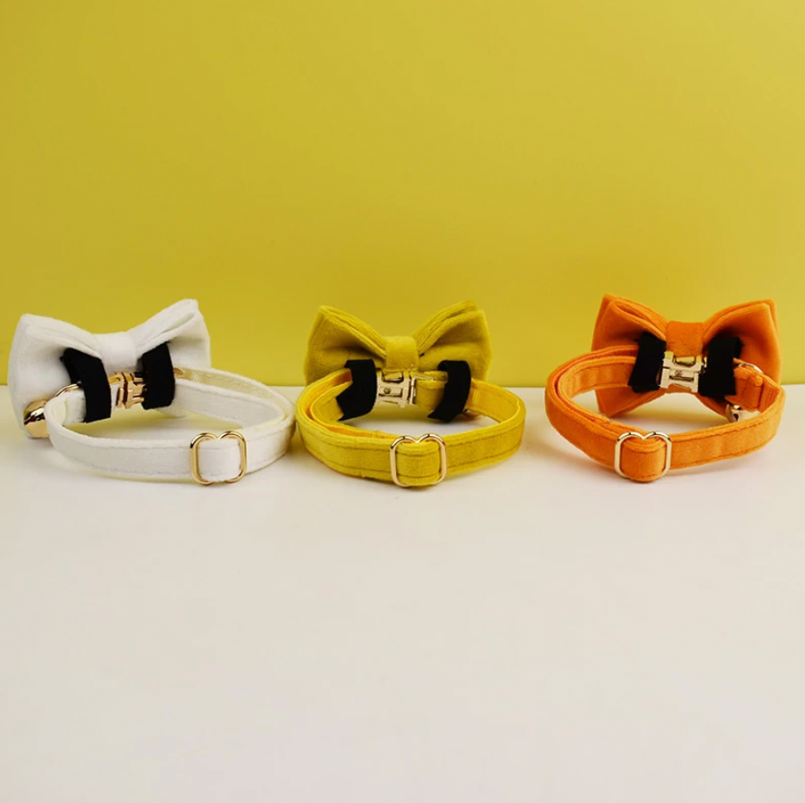 Personalised Velvet Cat Collar and Bow Tie