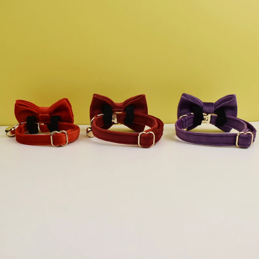 Personalised Velvet Cat Collar and Bow Tie