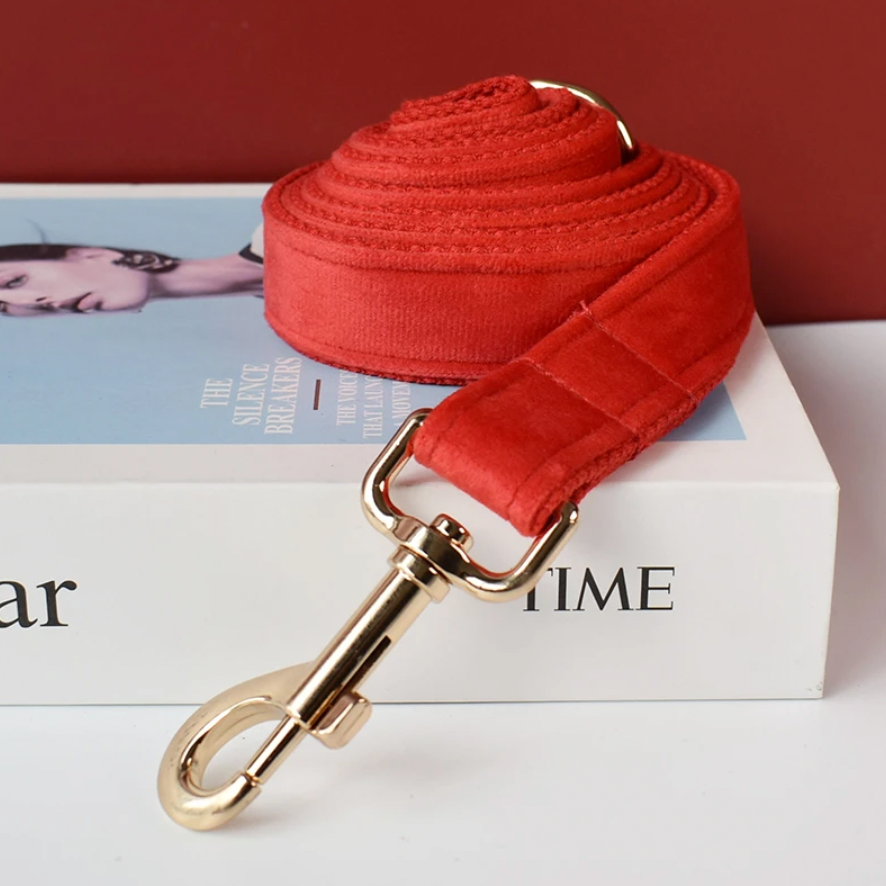 Cherry Red Dog Collar, Bow Tie & Matching Leash Set