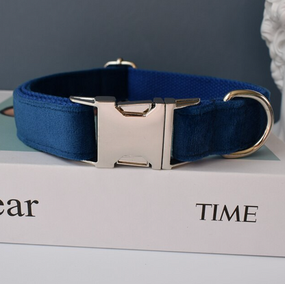 Royal Blue Dog Collar, Bow Tie & Matching Leash Set