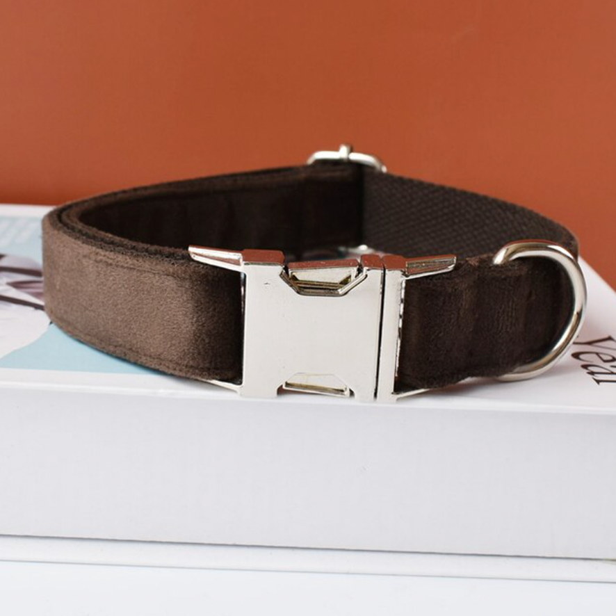 Chocolate Dog Collar, Bow Tie & Matching Leash Set