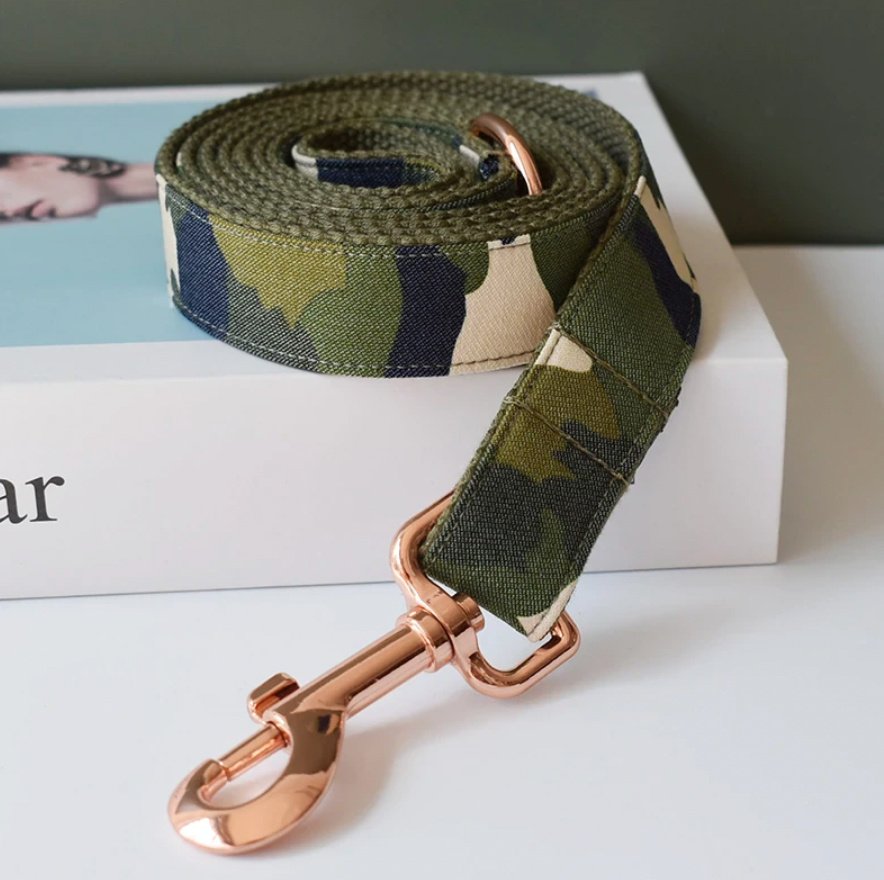 Camo Dog Collar, Bow Tie & Matching Leash Set