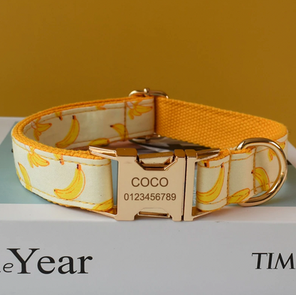 Banana Dog Collar, Bow Tie & Matching Leash Set