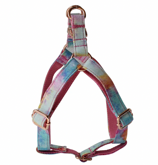 Pink Rainbow Dog Harness Set