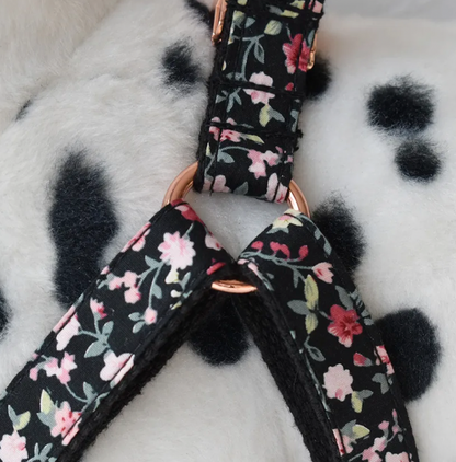 Midnight Flowers Dog Harness Set