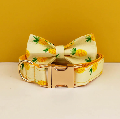 Pineapple Dog Collar, Bow Tie & Matching Leash Set