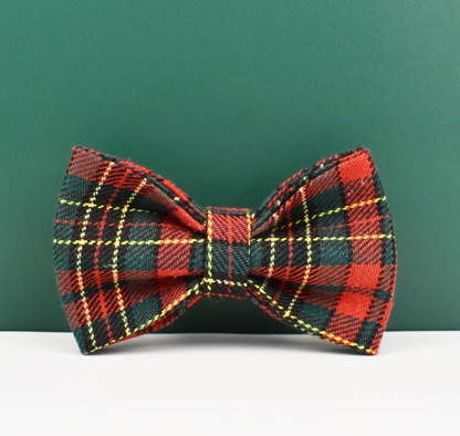 Christmas Green Plaid Dog Collar, Bow Tie & Matching Leash Set