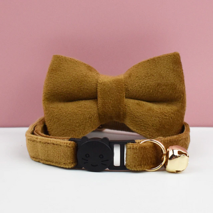 Velvet Cat Collar with Bow Tie