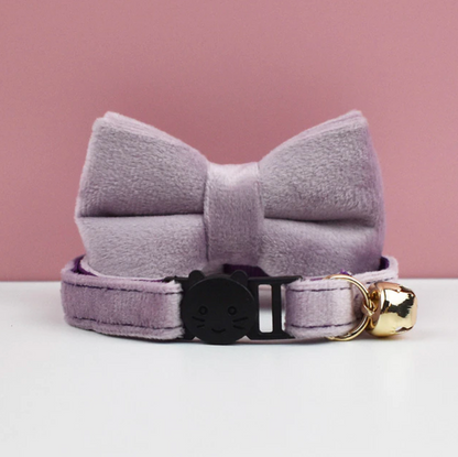 Velvet Cat Collar with Bow Tie