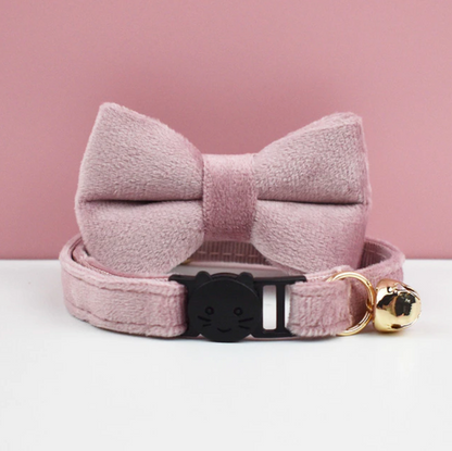 Velvet Cat Collar with Bow Tie