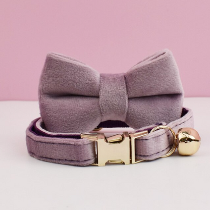 Personalised Velvet Cat Collar and Bow Tie